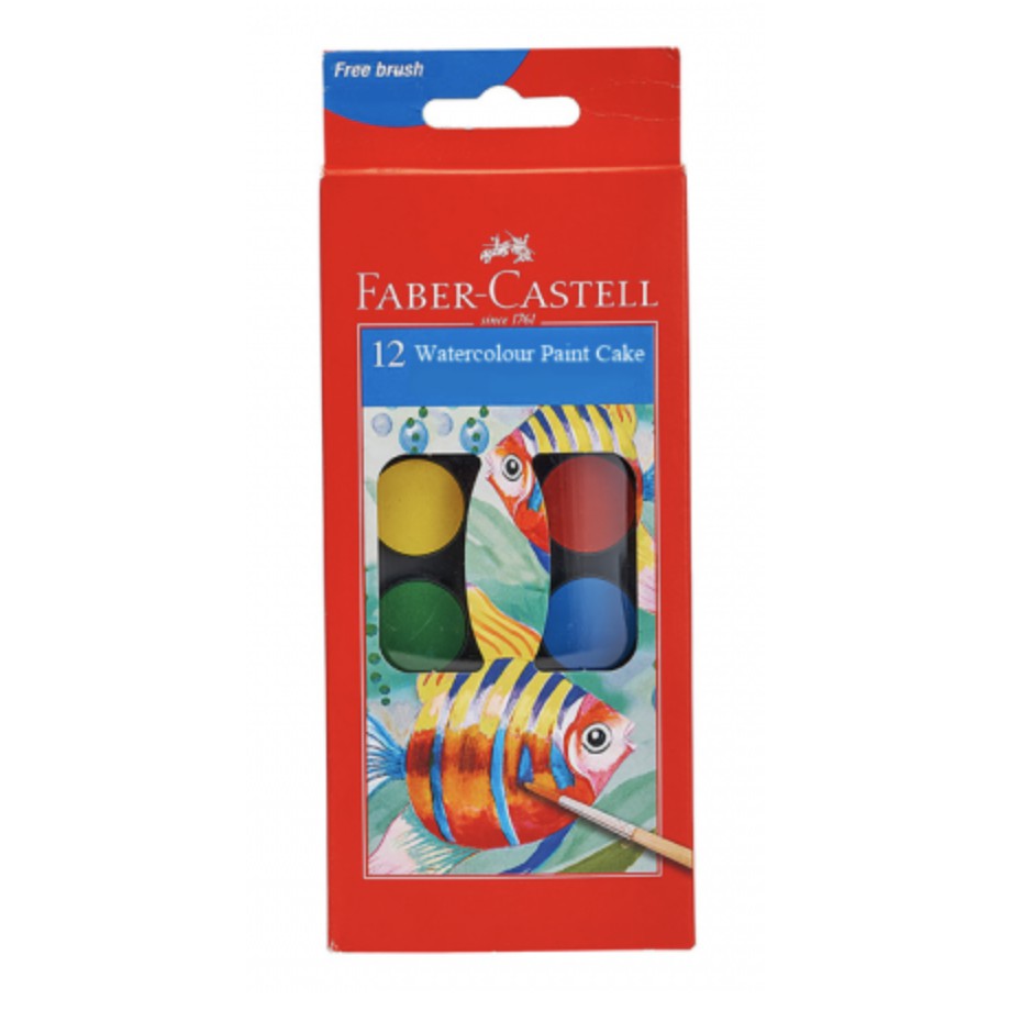 

CAT AIR SET 12 FABER CASTELL CAKE PADAT PALET WATERCOLOR PAINT CAKE LUKIS KANVAS KERTAS GROSIR MURAH