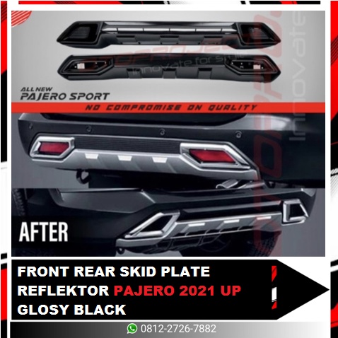 FRONT REAR SKID PLATE REFLEKTOR PAJERO 2021 UP GLOSY BLACK