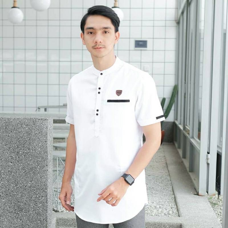 Baju Koko Pria Baju Koko Dewasa Kemeja Kurta Putih Kemeja Putih Kemko Putih Baju Taqwa pria Katun Lembut