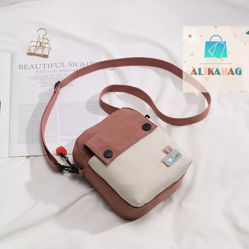 ALIKA BAG - Tas Selempang Wanita Sling Bag Mini Cat cute Untuk Gadis Remaja