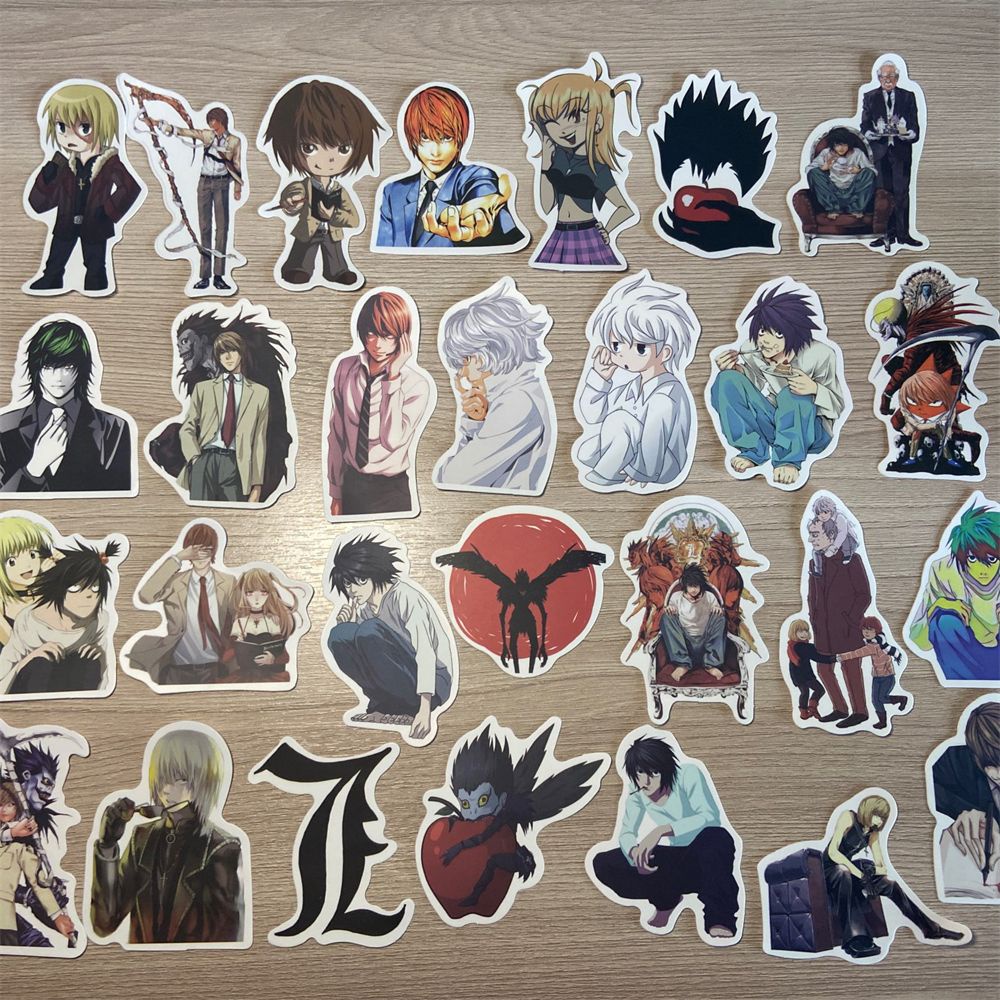 ELEGANT 50Pcs/Lot Anime Cartoon Stickers DIY Toy Sticker Japanese Anime Sticker DEATH NOTE Anime Stickers For Laptop Skateboard Notebook Graffiti Stickers Waterproof Stationery Sticker Motorcycle Phone Graffiti Sticker Stickers Poster