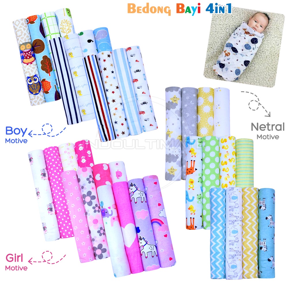 NEW PILIH MOTIF Bedong Bayi JUMBO 4in1 Besar Selimut Bedong Flanel Alas Tidur Bayi Motif BC-206 Just for you Flower cart