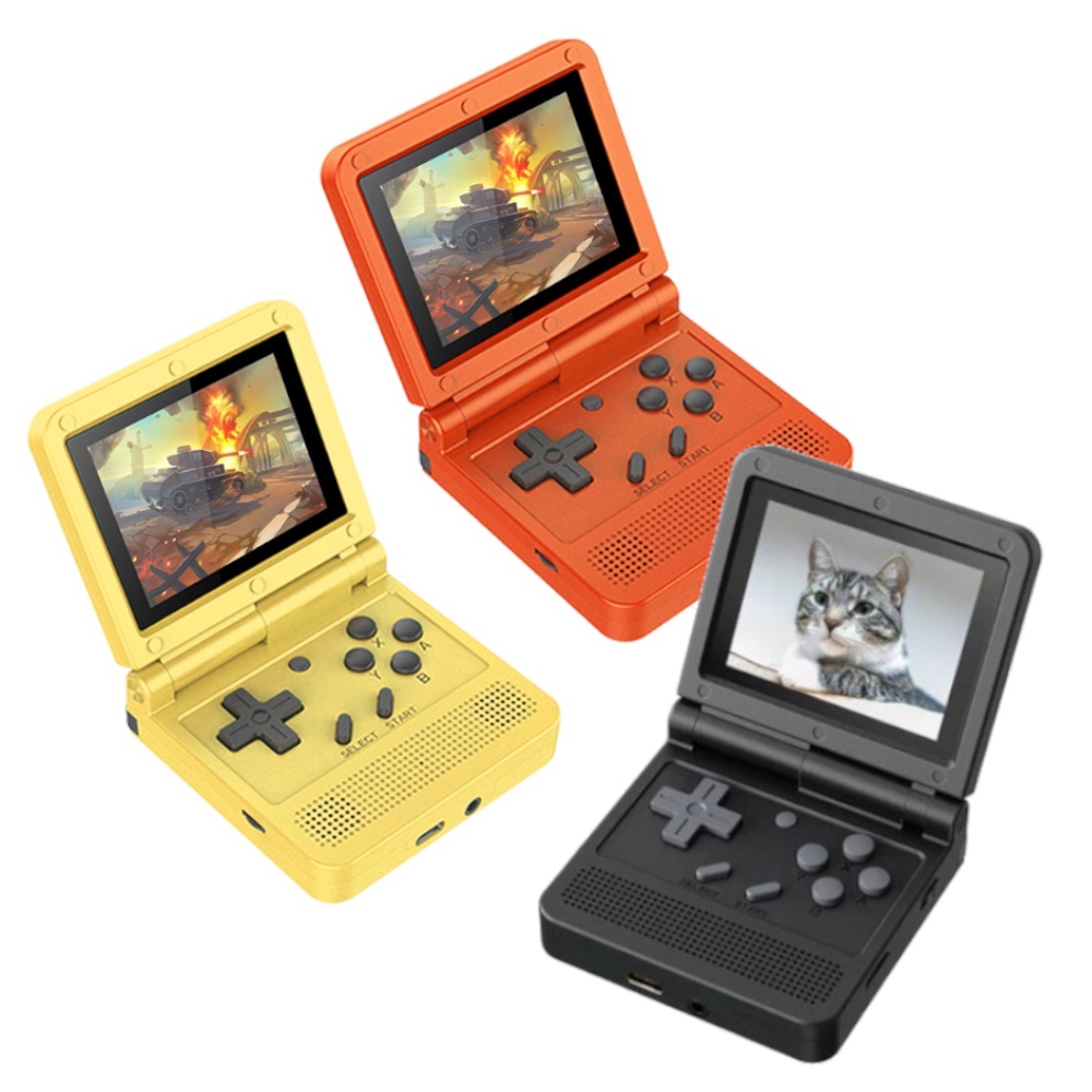 POWKIDDY V90 Retro Flip Handheld Game Console Compact 3.0 Inch IPS Dual Speaker