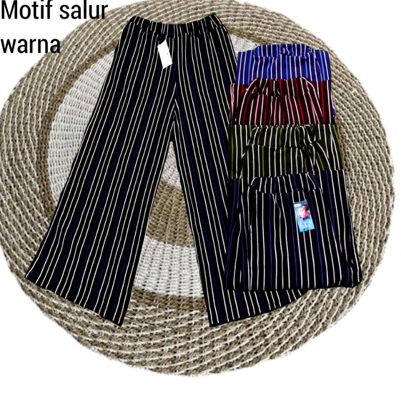 Celana panjang murah wanita Kulot salur crepe big size L XL XXL XXXL JUMBO