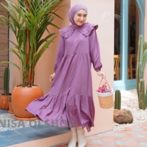 MARITA MIDI DRESS - KATUN RAYON - BAHAN ADEM - UKURAN  L-XL - PAKAIAN WANITA - BISA COD