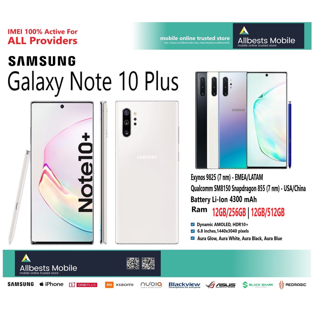 Samsung Galaxy Note 10 Plus RAM 12GB/256GB,12GB/512GB