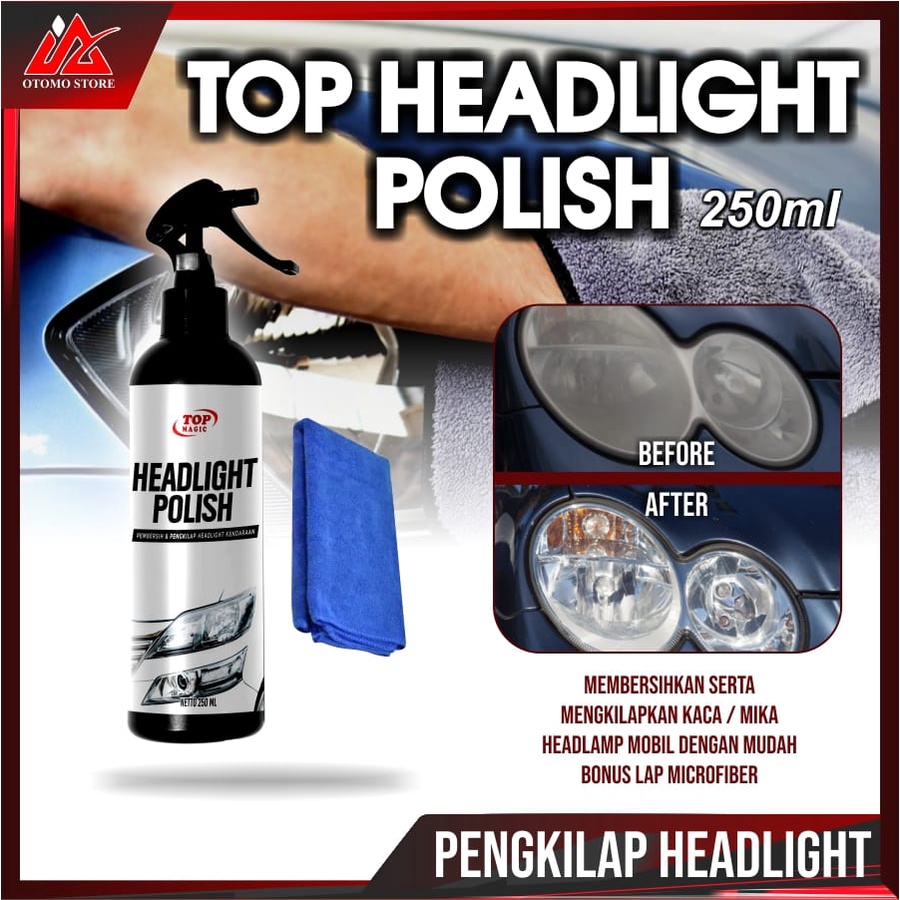 TOP HEADLIGHT POLISH Auto Detailing Headlamp Polish Pembersih Mika Lampu Kendaraan Headlight Polish Restorer Pembersih Lampu Mobil Pembersih Kaca Lampu Mobil yang Buram Kuning Kusam