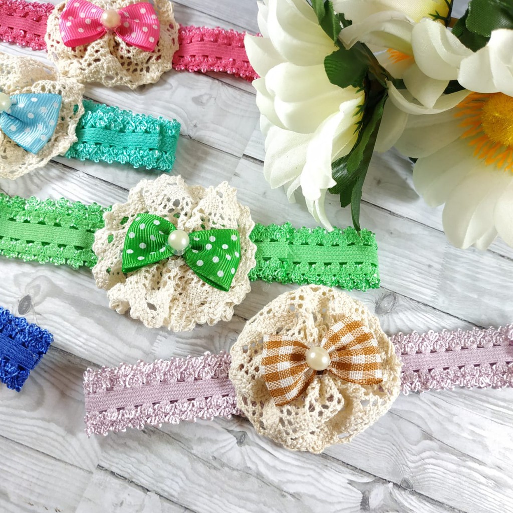 Bandana Bayi Murah /Bandana Hiasan Kepala / Bando Bayi Perempuan/ Bandana Brokat Tokopelanginicer