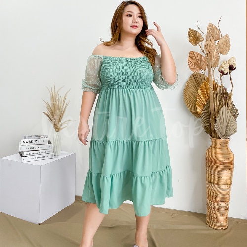 Smoke Star | Baju Sabrina | Dress Sabrina Full Karet | Dress Wanita korea | Dress Pesta | Dress Jumb