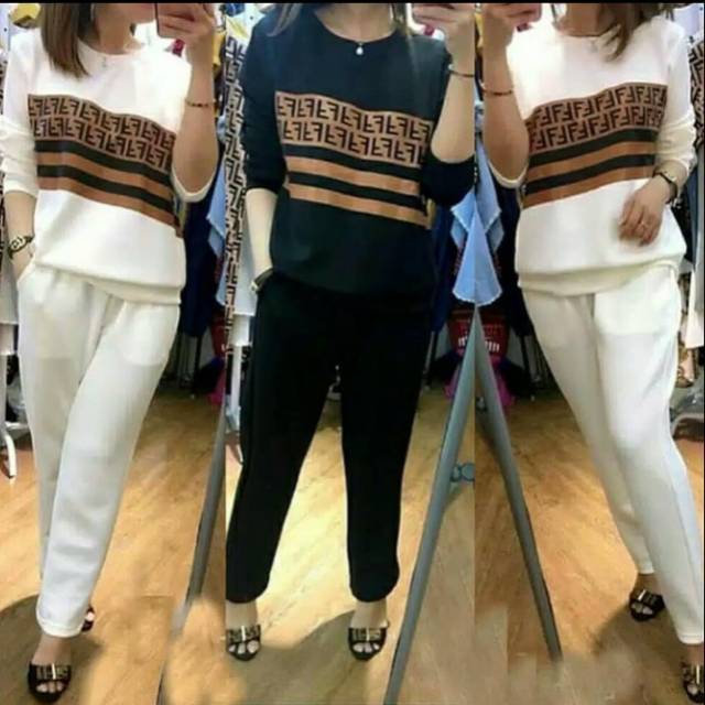 New Setelan fendi wanita + celana joger