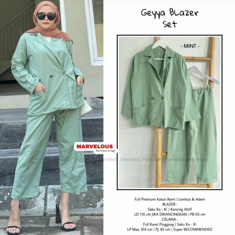 SET Blazer dan Celana  Geyya