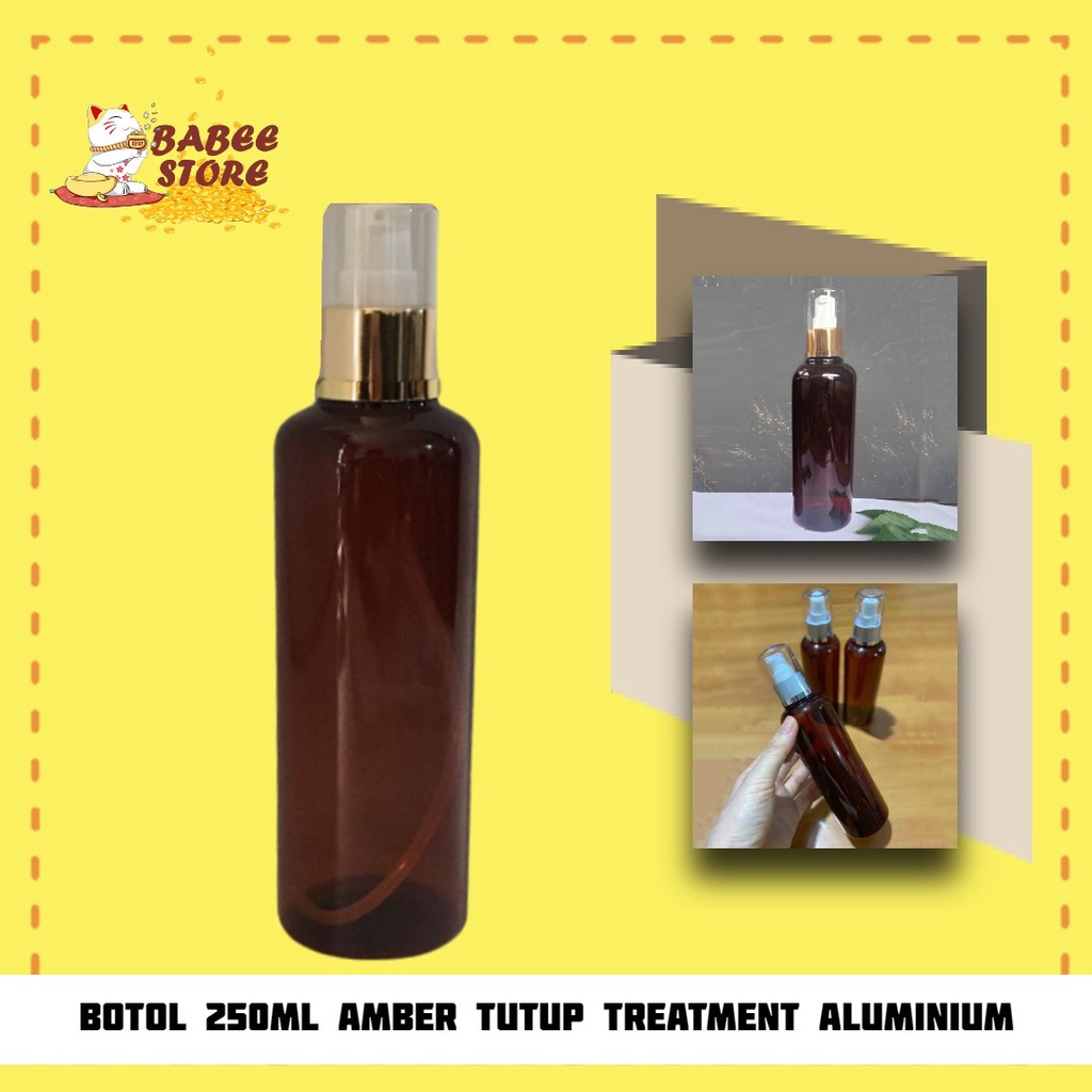 BOTOL 250ML AMBER PUMP TREATMENT GOLD SILVER FULLCAP / BOTOL PUMP TREATMENT 250ML AMBER