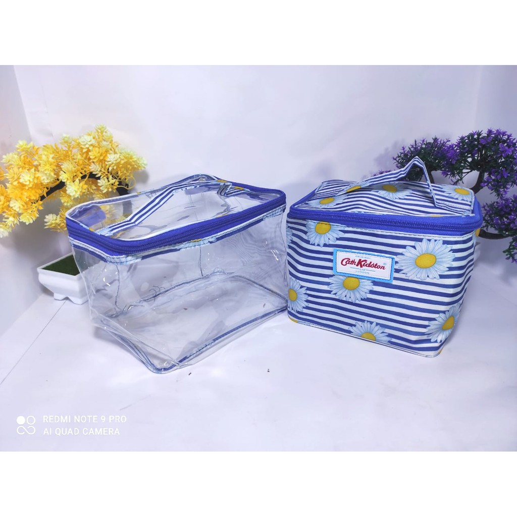 Tas Kosmetik Organizer Pouch Tas Double 2in1 Bag Polos Motif  Kosmetik