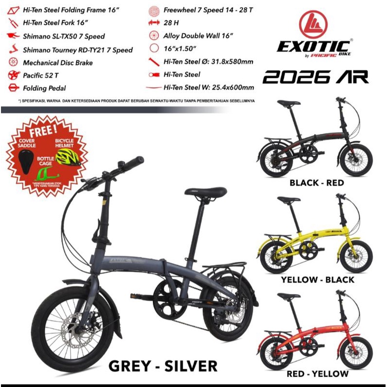 Sepeda Lipat 16 inch Exotic 2026 AR 7speed