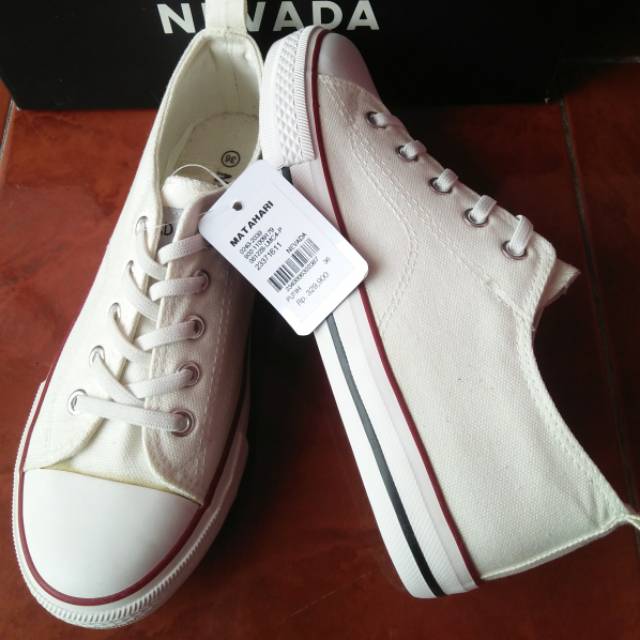 NEVADA Sz 36 Sepatu Sneakers Tali Putih Pink Kanvas Branded Matahari Ori