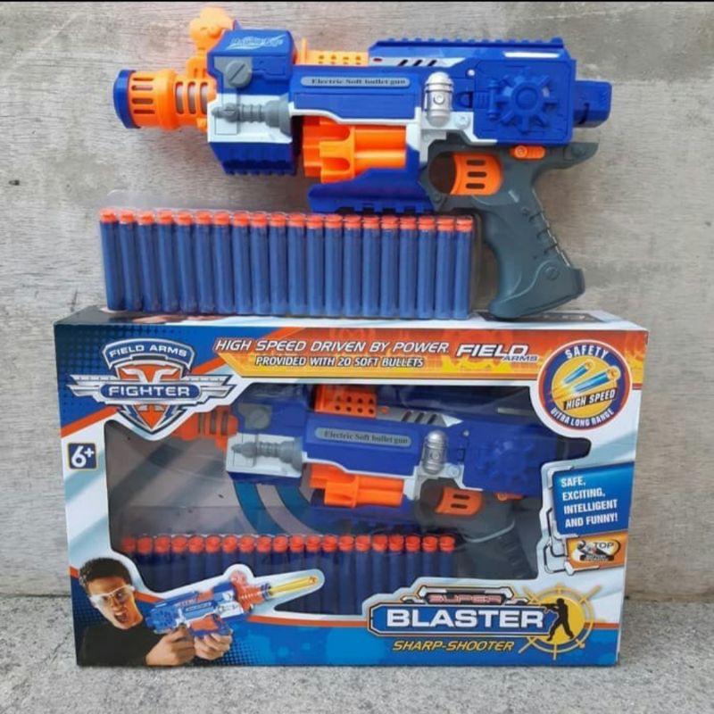 MAINAN SOFT BULLET BLASTER NERF SENAPAN EDUKATIF BATRE TANPA KOKANG