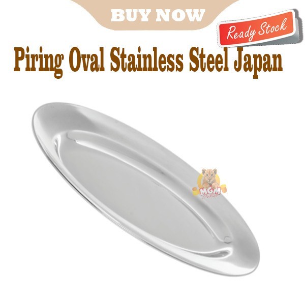 Piring Oval Stainless Steel Japan 18-10 ukuran 35cm atau 14inch TEBAL