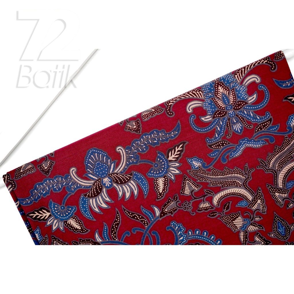 KAIN BATIK PREMIUM Bahan Katun Motif Kembang Warna Merah Maroon Marun Maron 721217 Cap 72 Jarik Jarit Samping Kebat Panjang Batik Katun Modern Premium Bahan Seragam Batik Pernikahan Kantor Keluarga Murah Kamen Jadi Batik Bali Lembaran