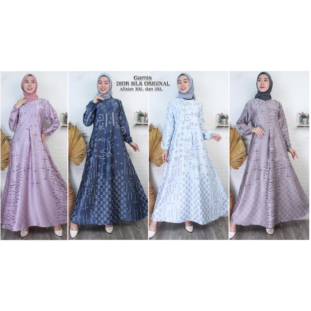 Gamis Maxmara Luxury Dior Silk Motif Bulan