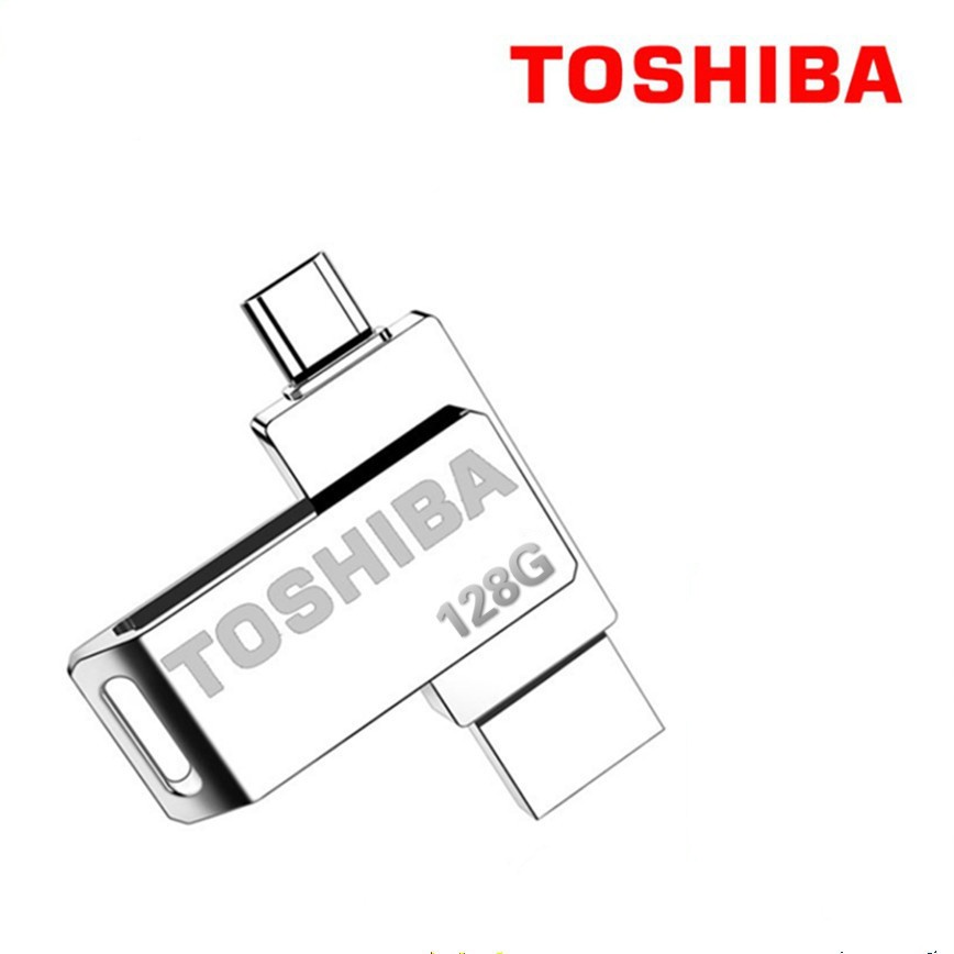 Toshiba Flashdisk OTG USB 2.0 2 In 1 128GB Bahan Logam Dengan Port Micro USB