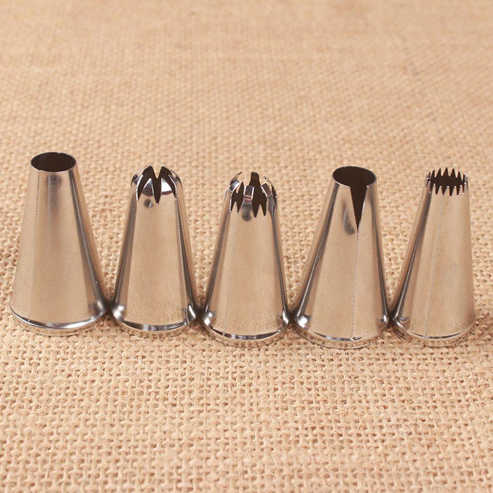 Populer 5PCS /SET Icing Piping Nozzle Bakery Pastry Tips Stainless Steel Cupcake Baking Mold