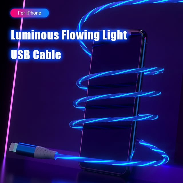 Kabel Data CG100 YOUNGPRO  LIGHTING MICRO USB Glowing Flowing Fast Charging QC3.0 Fast Transfer Data