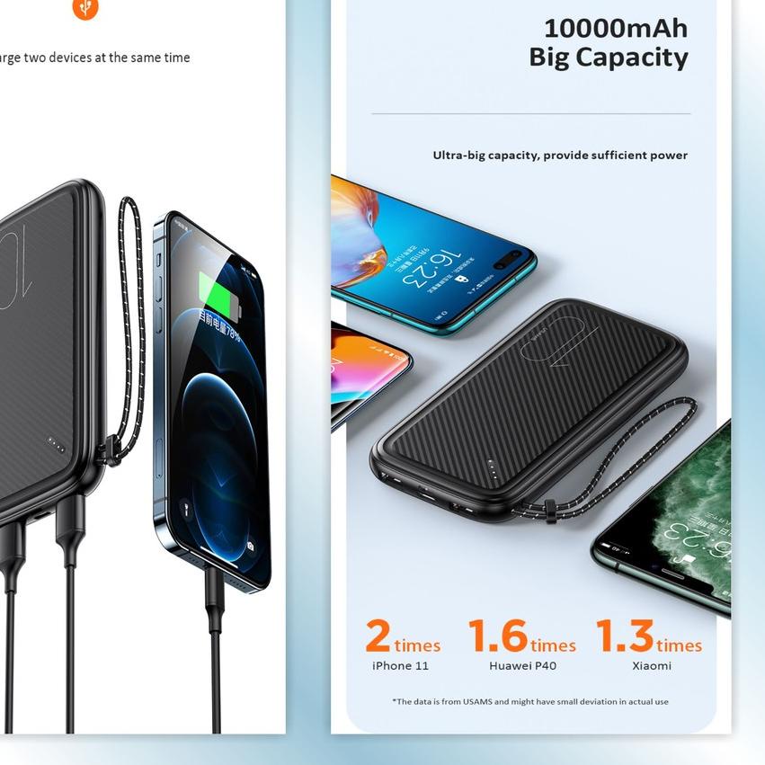 USAMS PB56 Power Bank Lanyard 10000mAh Dual USB