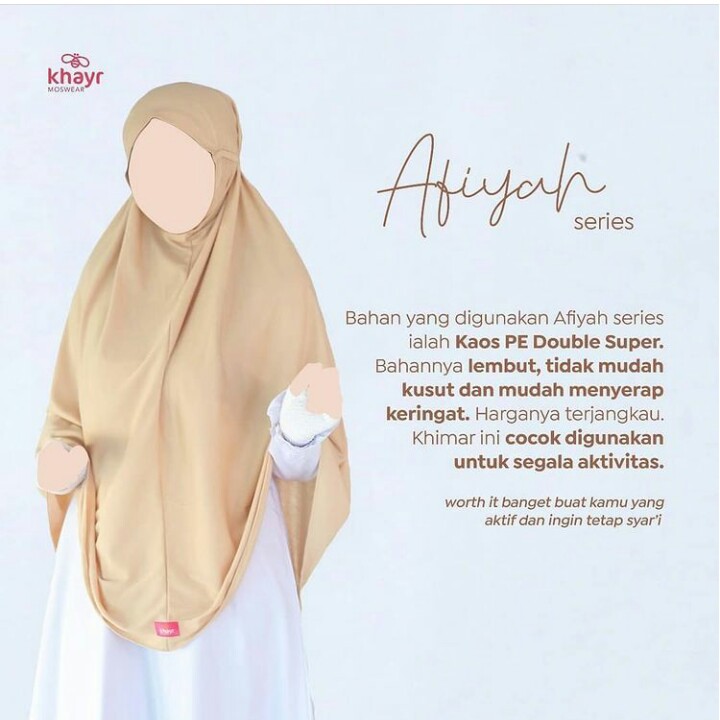 Khayr moswear AFIYAH  Part 3 jilbab Khimar Kaos Non Pad Hijab Instan Tali by Toko baju eka Bandung