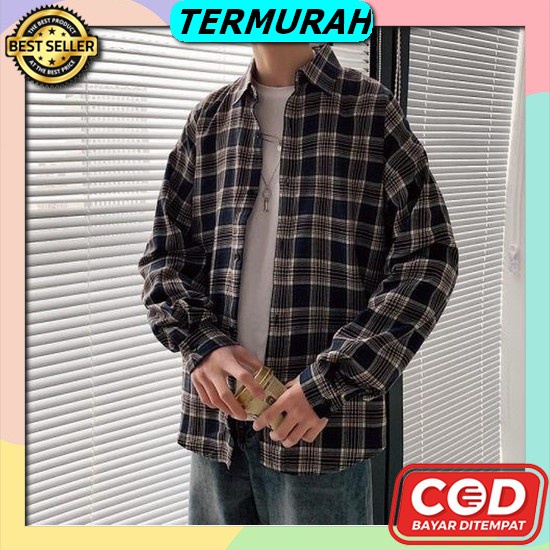 Baju Hem Fashion Kemeja Slim Fit Pakaian Klambi Kerja Polos Branded Hu Kemeja Flanel Pria Bahan Flan