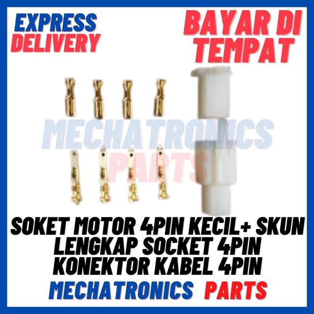 [CON-9017] SOKET MOTOR 4PIN KECIL+ SKUN LENGKAP SOCKET 4PIN KONEKTOR KABEL 4PIN