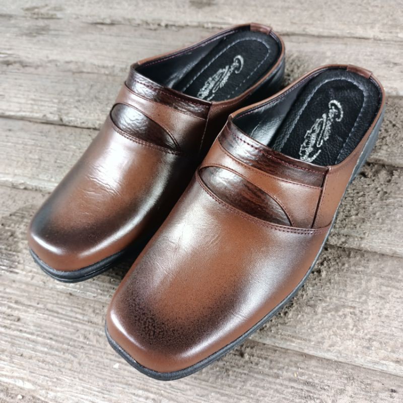 sepatu sandal kulit asli 03 coklat murah nyaman dipakai sol enggak licin