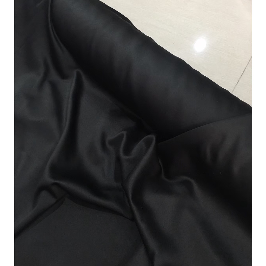 Kain Satin Velvet Premium Warna Hitam Black Bahan Seragaman Bahan Furing Bisa untuk Background Backdrop Foto Produk