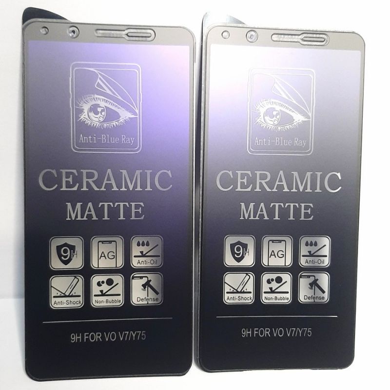 Anti Gores / Tempered Glass / Pelindung layar Cramic Matte Blue Anti Radiasi Ful Layar type HP y50/y50s/y50i/y51/y53 4G/y16/y73