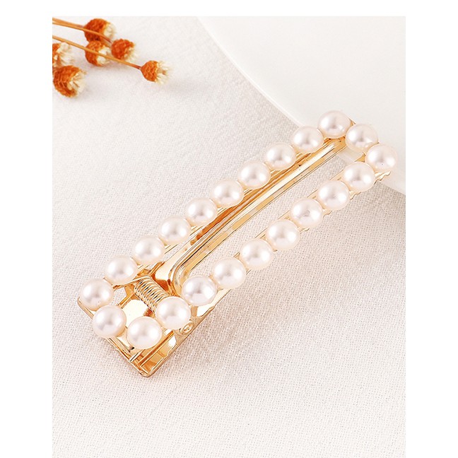 LRC Jepit Rambut Fashion Gold Pearl Hair Clip Y6145X