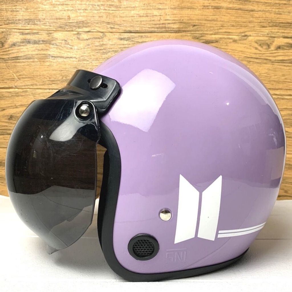 Helm Bogo Dewasa Wanita Pria Cewek Cowok Motor Sni Helem Retro Cod Purple Lilac