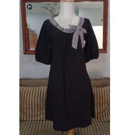 PL Dress Kaos Hitam Lengan Balon