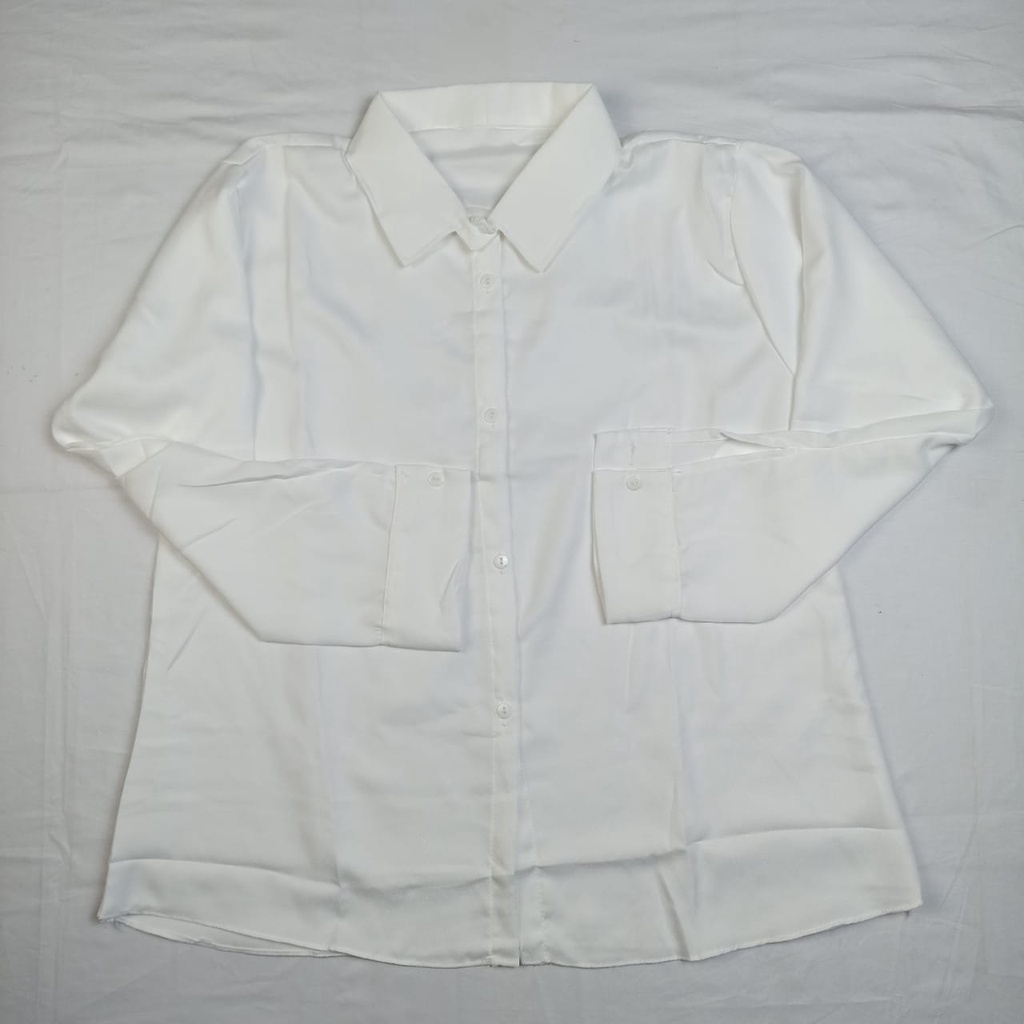 Atasan Blouse Kemeja Wanita Polos Basic Casual Varian Warna Lengan Panjang Bahan Moscrepe-8
