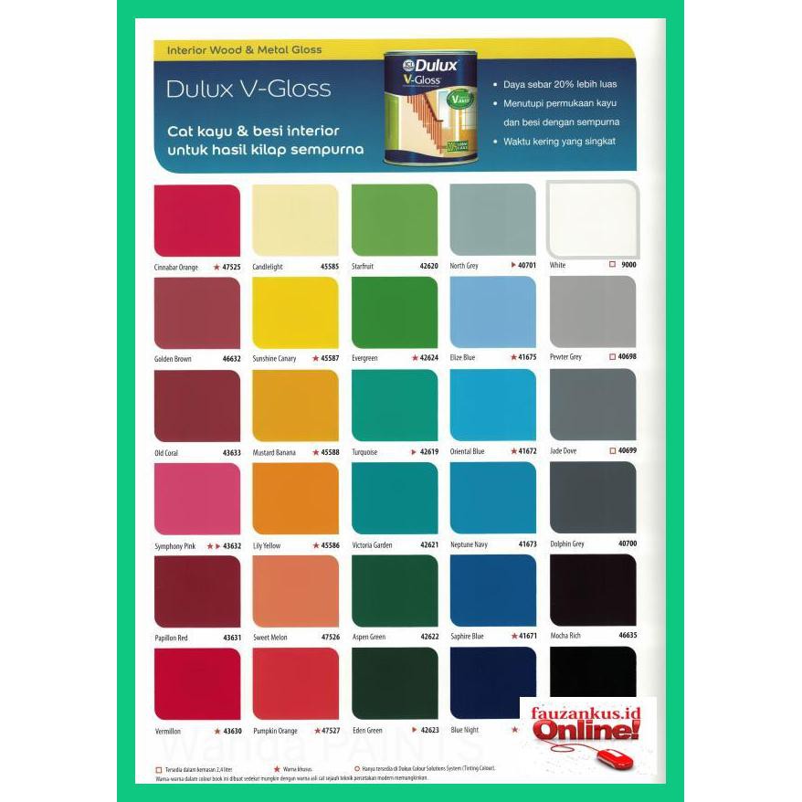 F6Rtt69- Dulux V-Gloss (Cat Kayu & Besi) Warna Standar (1Kg) Se5Wt5-