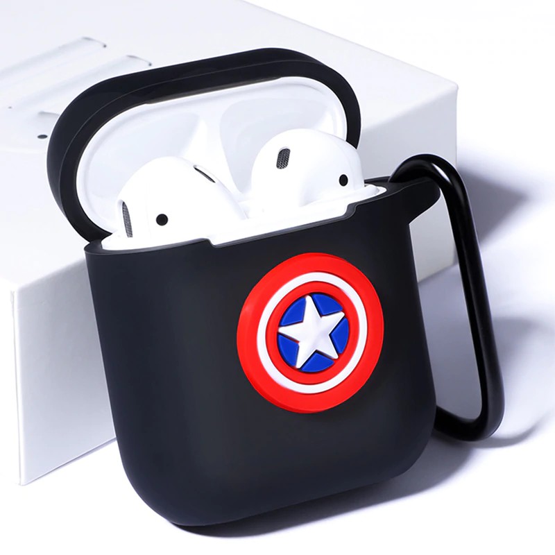 Soft Case Cover Silikon Motif Kartun Marvel untuk Apple airpods