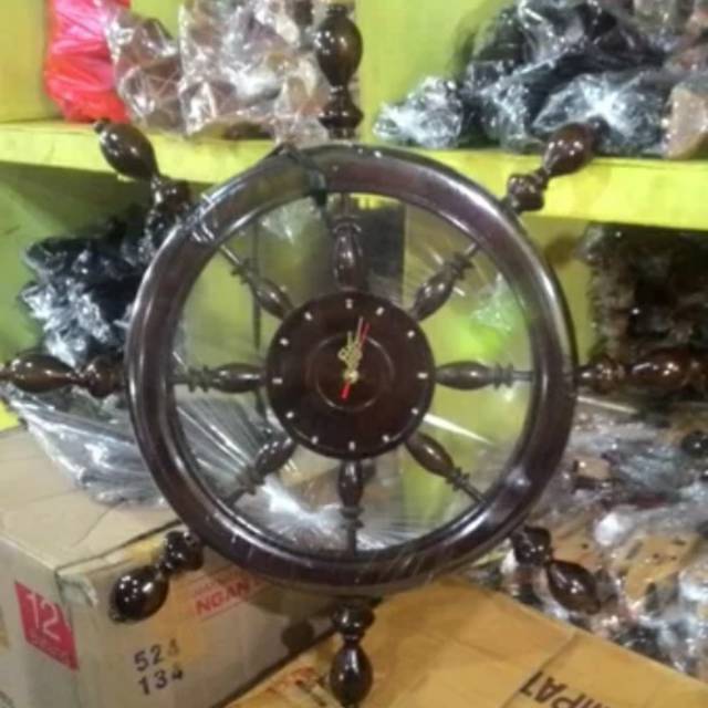 JAM NAKODA KAPAL KAYU JATI UKURAN BESAR - PAJANGAN