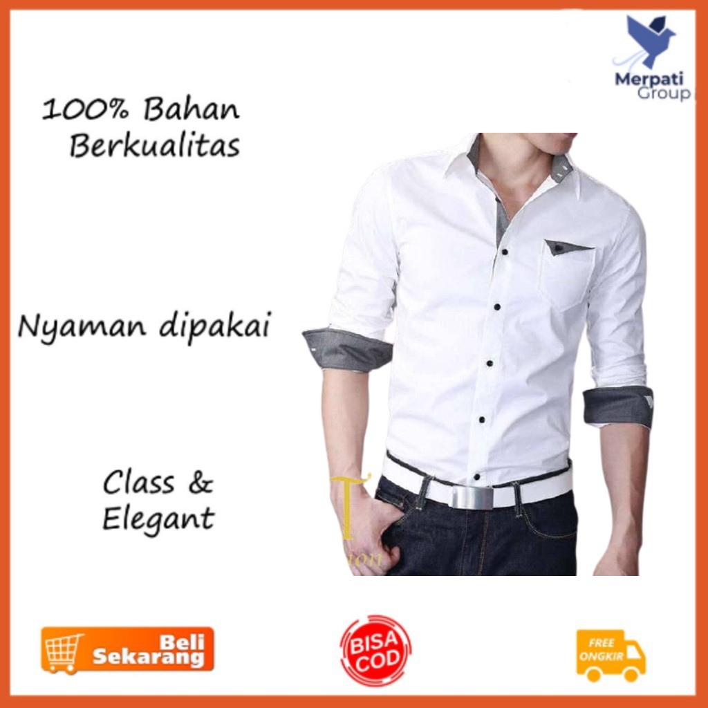 Kemeja Pria Formal Laki-laki Berkualitas Oversize Baju Atasan Import U0E5 Tebal Distro Lengan Panjan