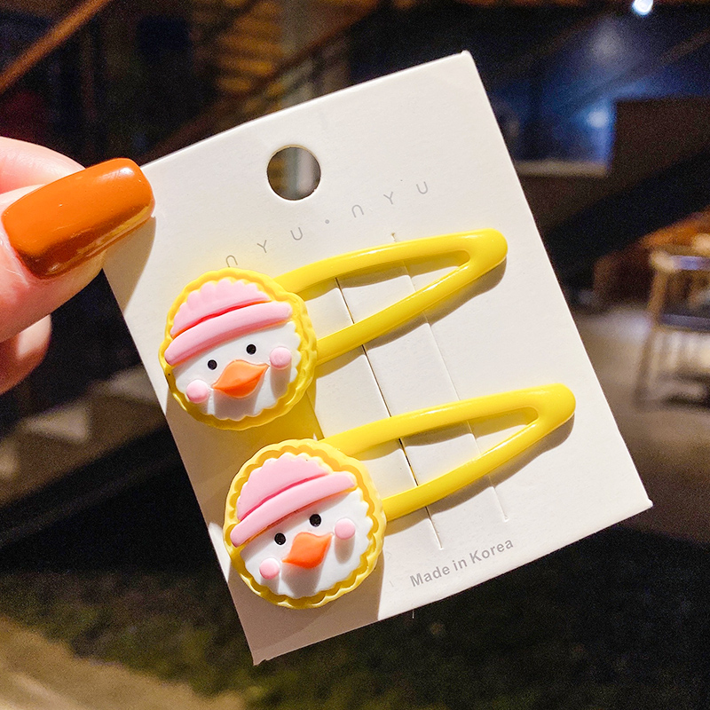 2 Pcs Cute Cartoon Hairpin Korean Simple Hair Clip Girls