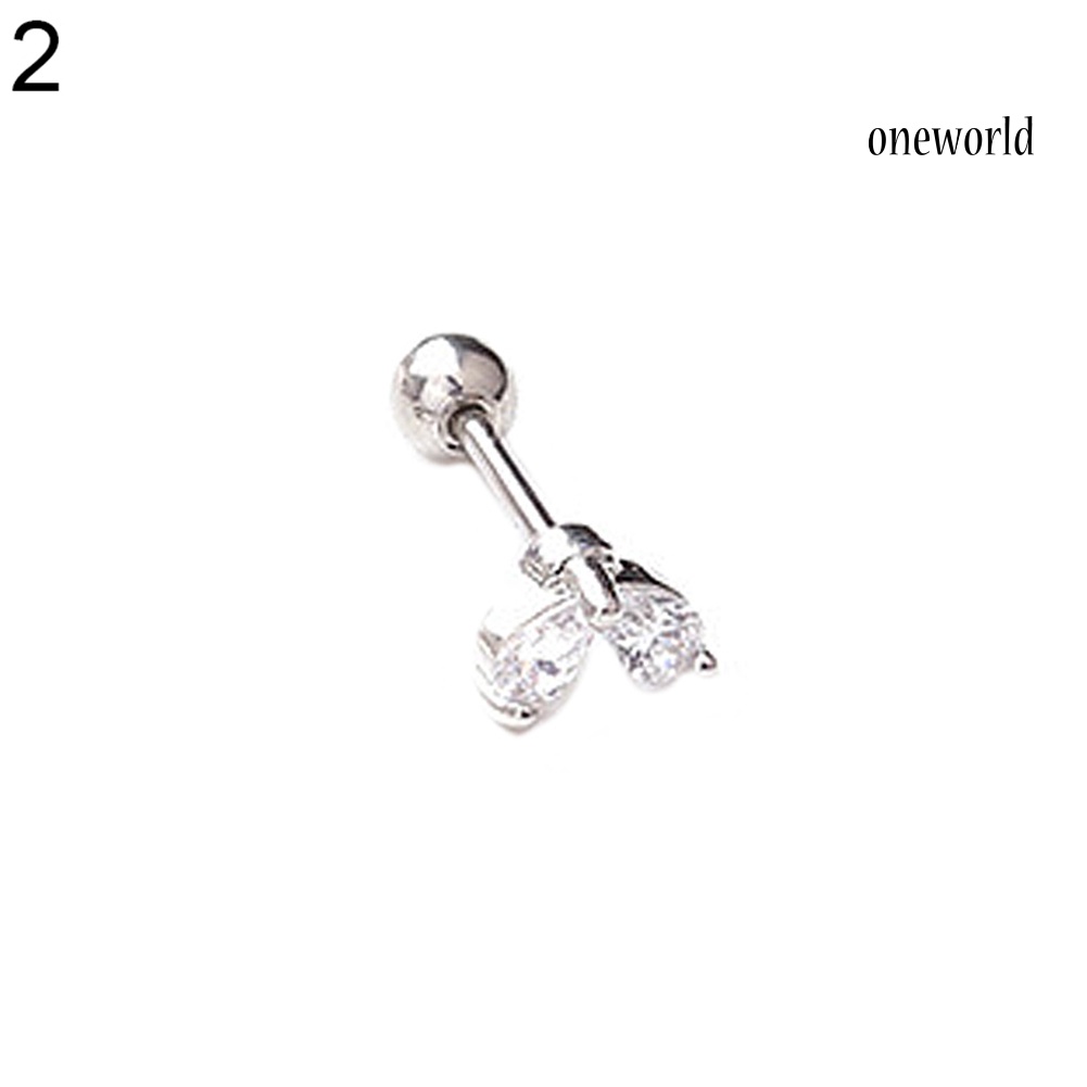 OW@ 1Pc Women Cubic Zirconia Inlaid Flower Star Moon Cartilage Stud Earring Jewelry