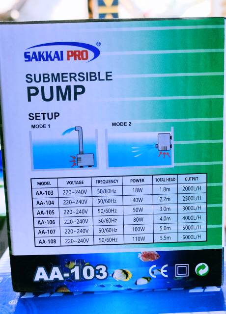 POMPA AIR CELUP AQUARIUM AQUASCAPE KOLAM HIDROPONIK SAKKAI PRO AA-103