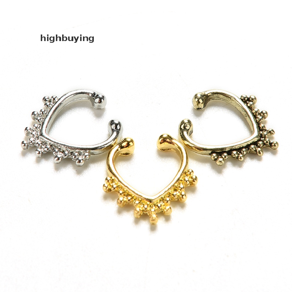 Hbid 1pc Cincin Tindik Hidung Palsu Bahan Stainless Steel