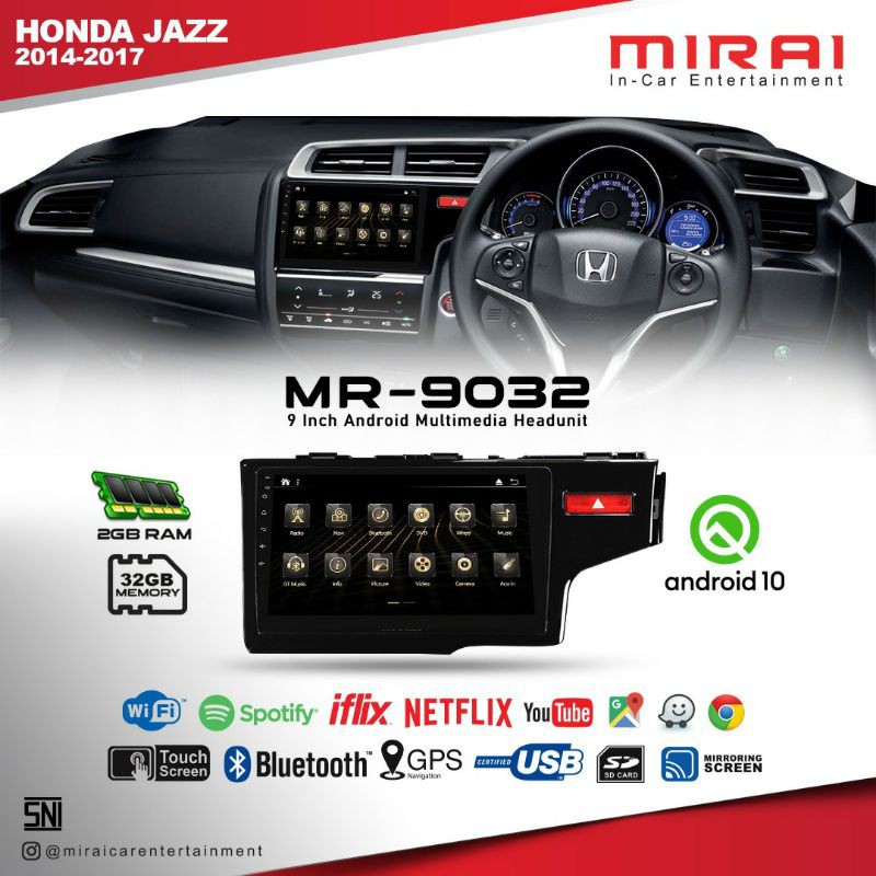Head unit android jazz 2014 up - tv oem jazz android mirai mr9032 - tv android Mirai Mr 9032