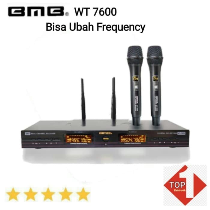 Mic Wireless BMB WT-7600 WT7600 BMB 2 MIc Handheld Original Wireless Mic BMB WT 7600