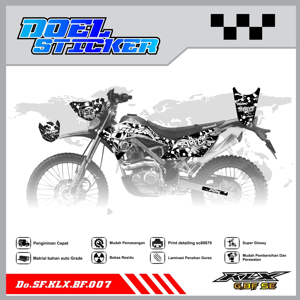 Sticker Striping Honda KLX 150 G , BF , SE Lama List Variasi Hologram , Crome Doel 007