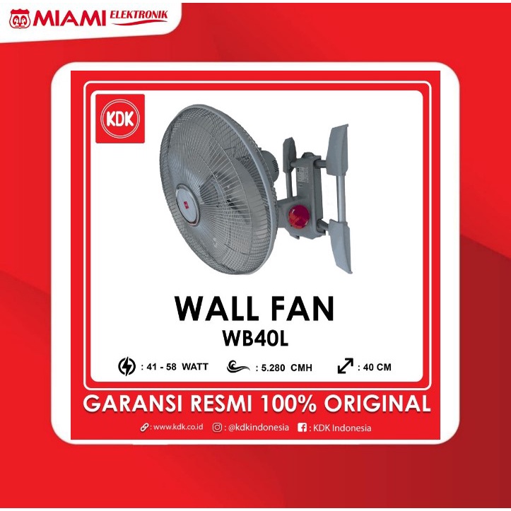 Desk Fan KDK WB40L / Wall Fan KDK WB 40L / Kipas Besi Typhoon KDK 16&quot;