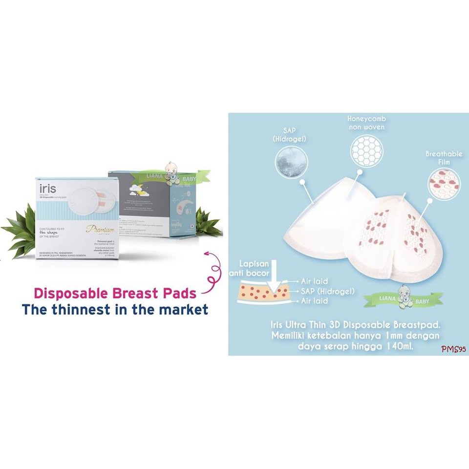 PMS95 IRIS DISPOSABLE BREAST PADS 60 PCS PENYERAP ASI